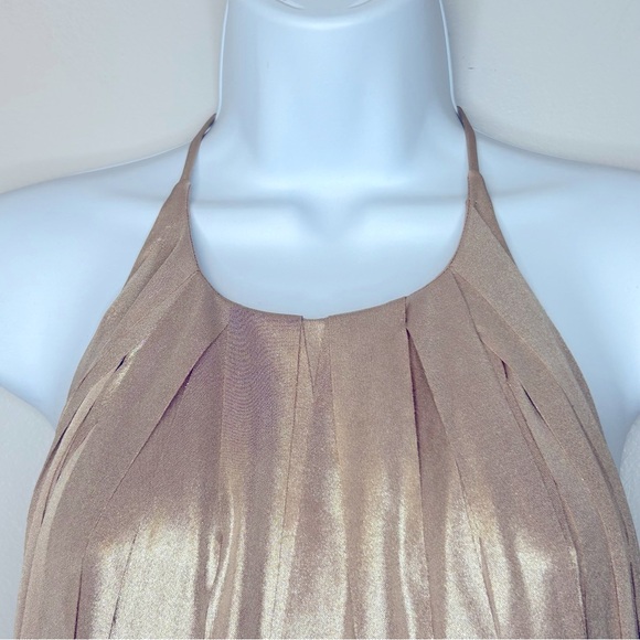 Halston Heritage Gold Metallic Carwash Dress Size M - Picture 6 of 15